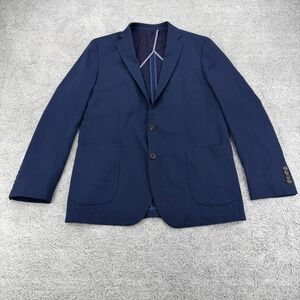 Cole Haan Blazer Mens 44L Navy Blue Textured Wool Blend Grand Sport Coat Jacket